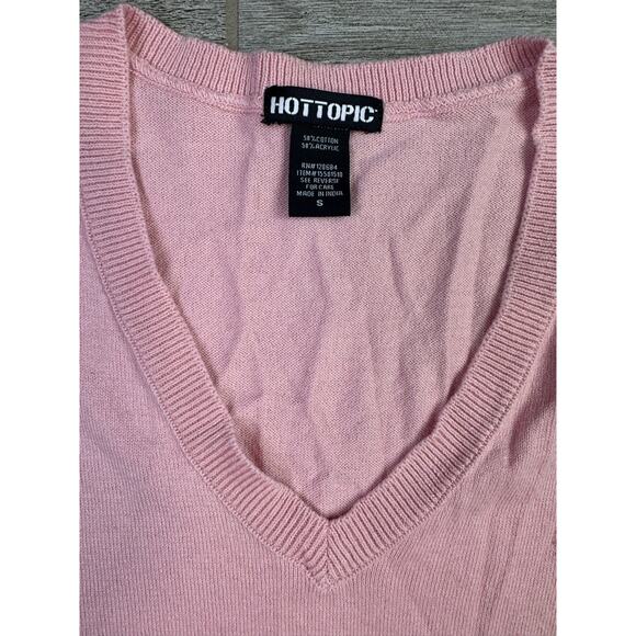 Womens Hot Topic Pink Strawberry Sweater Vest Small Preppy Academia Y2K Clueless - Picture 4 of 9